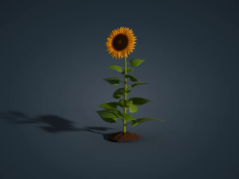 해바라기 3D 모형 렌더