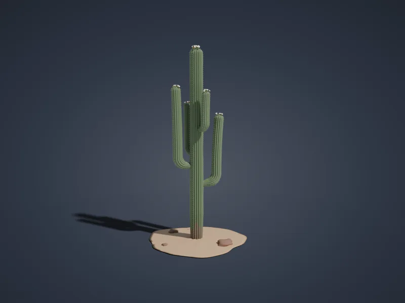 사와로 선인장 3D 모형 렌더