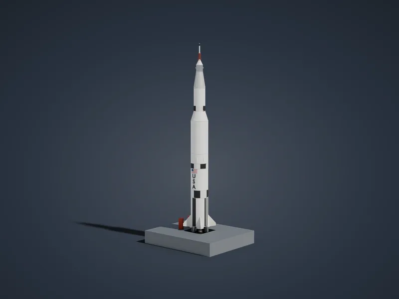 새턴 V 로켓 3D 모형 렌더
