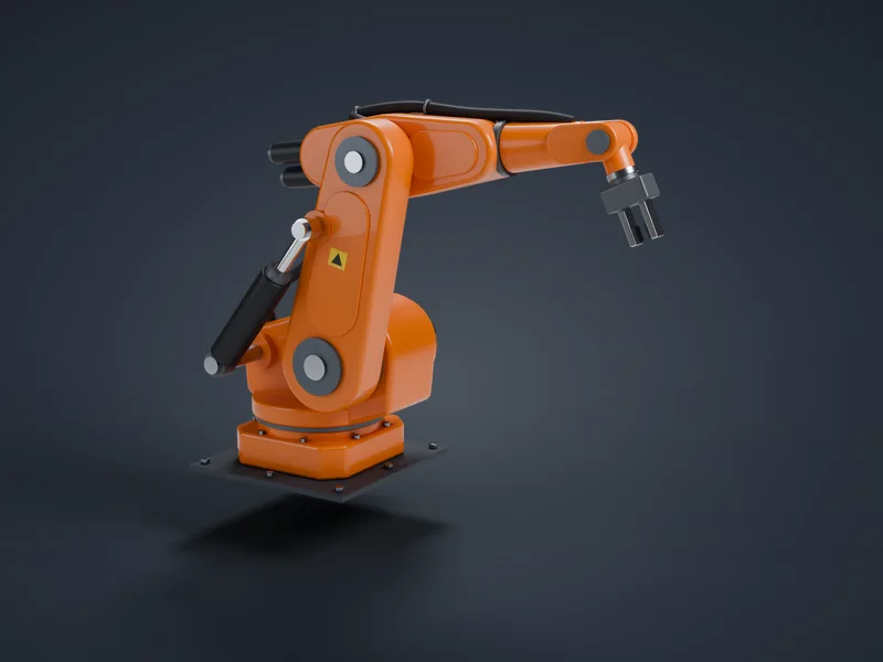 6축 산업용 로봇팔 3D 모형 렌더